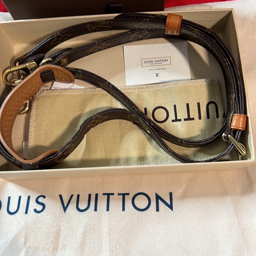 Authentic Louis Vuitton Monogram Shoulder Strap Brown 39.6-46.7 ONLY STRAP & BOX - Picture 2 of 8